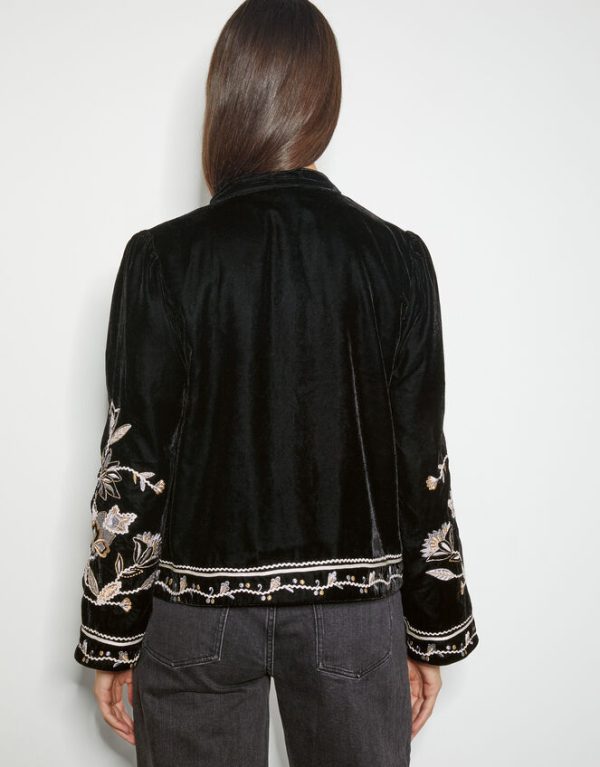 Monsoon Phoebe Embroidered Velvet Jacket Black - Image 3