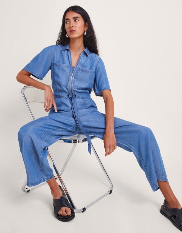 Monsoon Tara Denim Jumpsuit Blue - Image 2