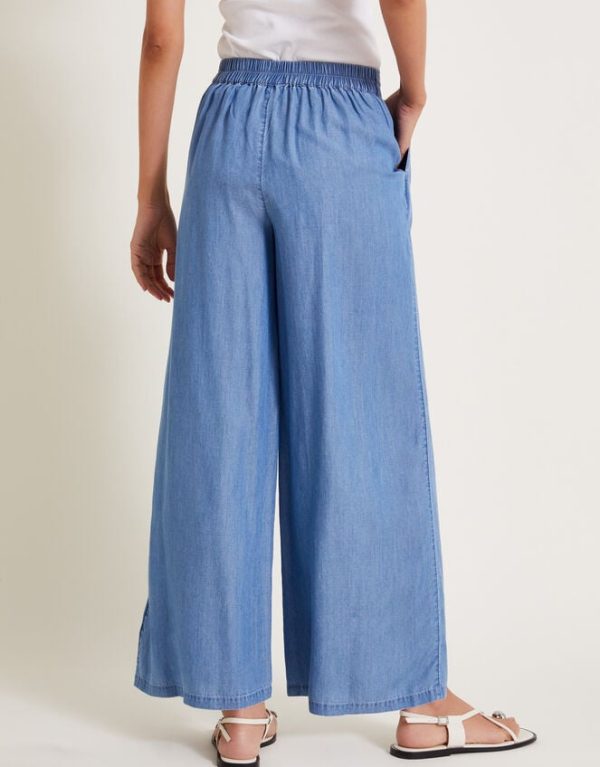 Monsoon Peri Wide Leg Trousers Blue - Image 3