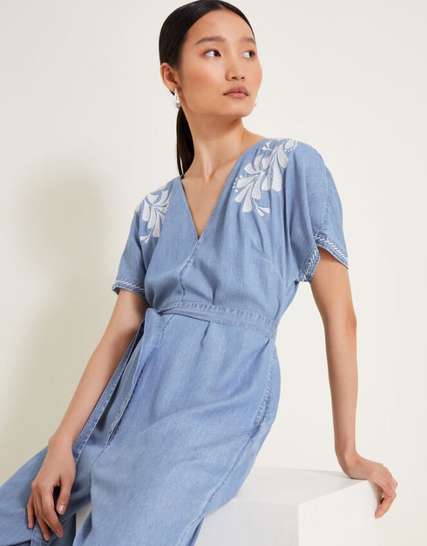 Monsoon Jael Embroidered Jumpsuit Blue - Image 3