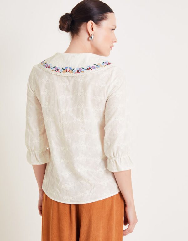 Monsoon Clara Embroidered Shirt Ivory - Image 3