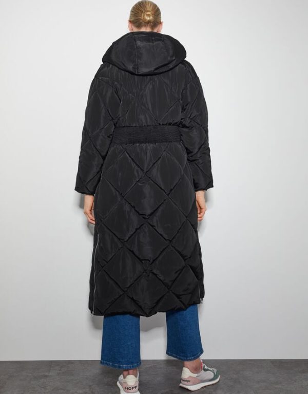 Monsoon Phoebe Fleece Quilted Puffer Coat Black - Image 3