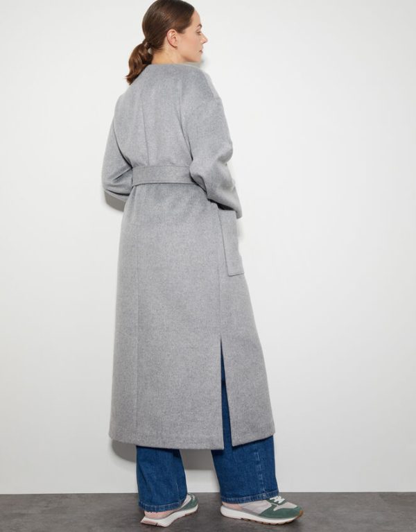 Monsoon Cassie Long Belted Coat Grey - Image 3