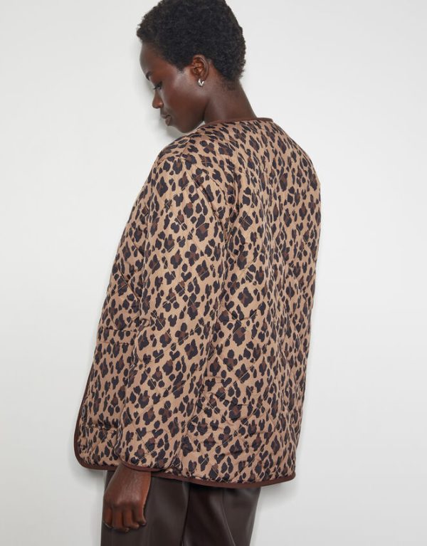 Monsoon Rue Reversible Quilted Leopard Print Jacket Brown - Image 3