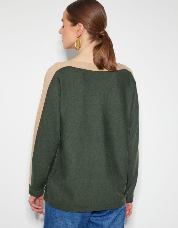 Monsoon Nellie Two-Tone Knit Jumper Green - Image 3