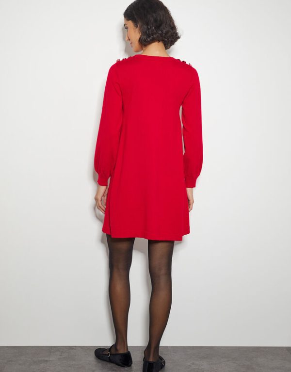 Monsoon Susie Mini Jumper Dress Red - Image 3