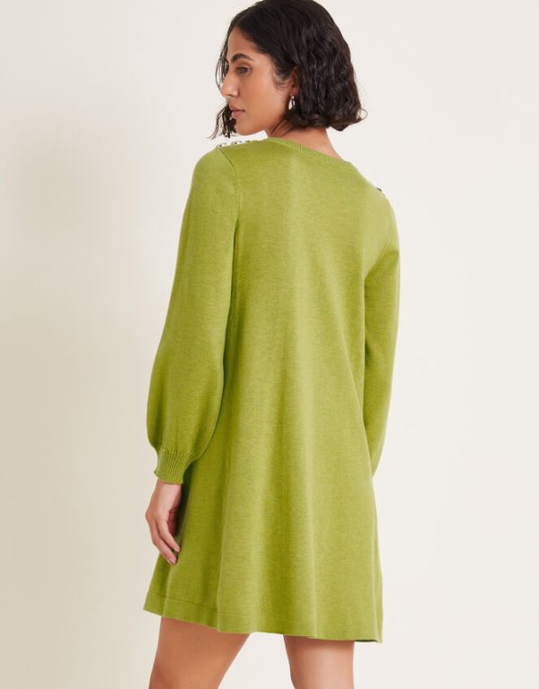 Monsoon Susie Mini Jumper Dress Green - Image 3