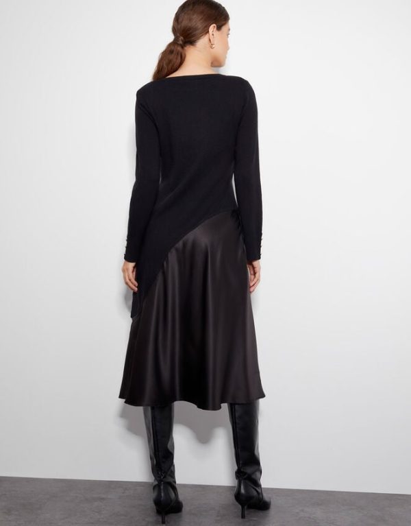 Monsoon Saz Satin Knit Dress Black - Image 3