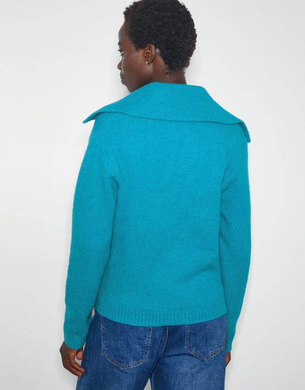 Monsoon Clover V-Neck Collar Jumper Blue - Image 3