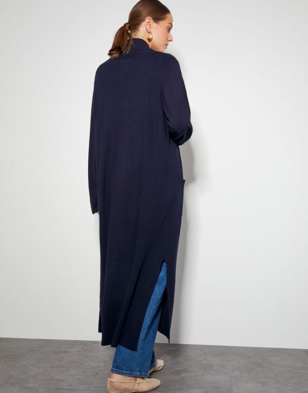 Monsoon Sade Zip Detail Longline Cardigan Blue - Image 3