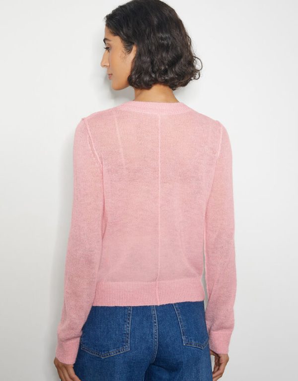 Monsoon Mel Sheer Seamed Jumper Pink - Image 3