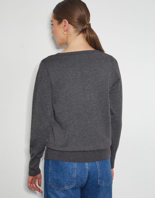 Monsoon Di Sequin Bow Crew Neck Jumper Grey - Image 3