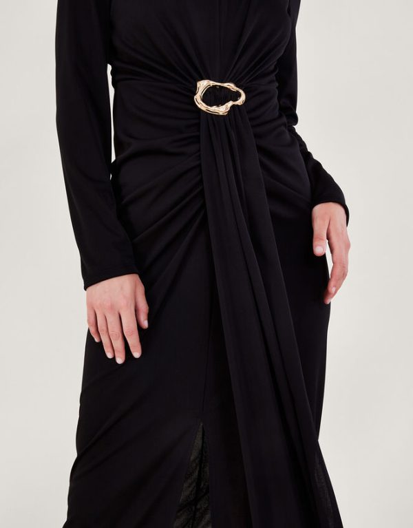 Monsoon Toria Trim Long Sleeve Dress Black - Image 2