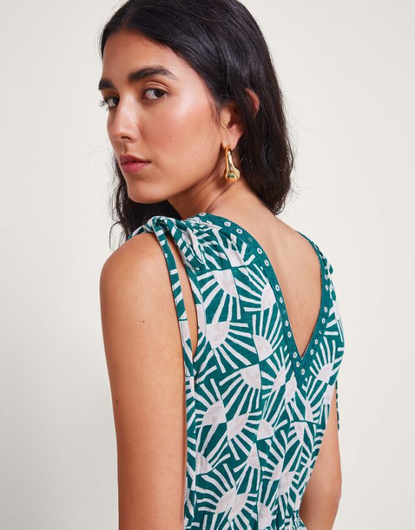 Monsoon Rosana Sleeveless Print Jumpsuit Teal - Image 2