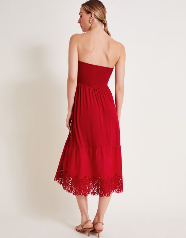 Monsoon Bailey Bandeau Dress Red - Image 3