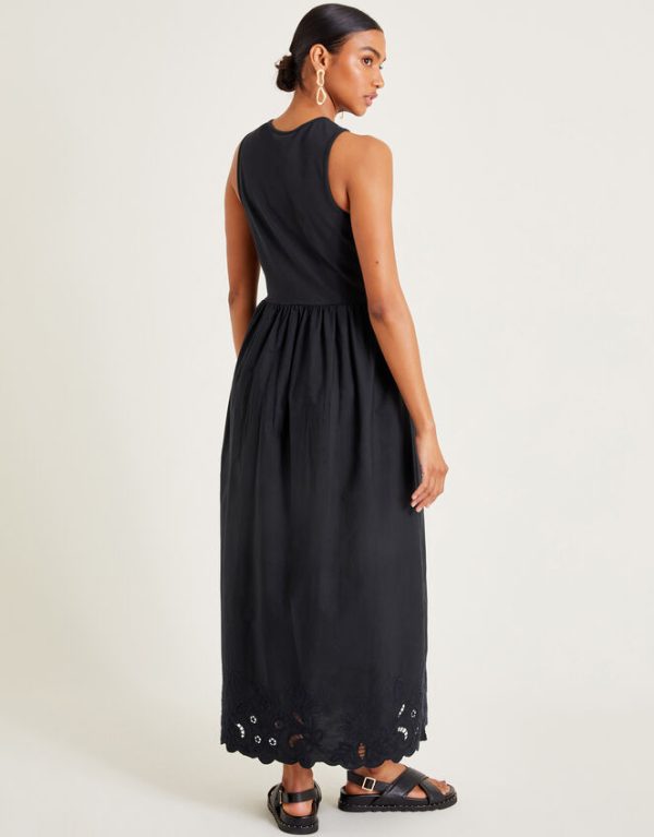 Monsoon Esme Embroidered Sleeveless Midi Dress Black - Image 2