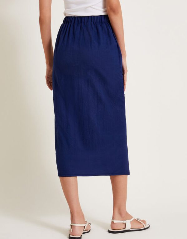 Monsoon Winnie Wrap Midi Skirt Blue - Image 3