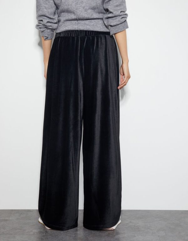 Monsoon Shay Rib Velour Wide Leg Trousers Black - Image 3