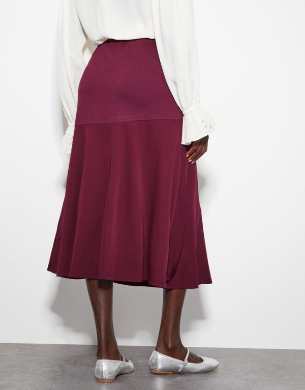 Monsoon Fifi Jersey Panel Midi Skirt Red - Image 3