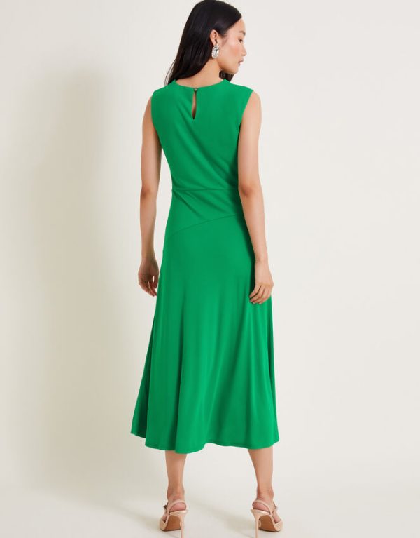 Monsoon Debra Drape Jersey Dress Green - Image 3