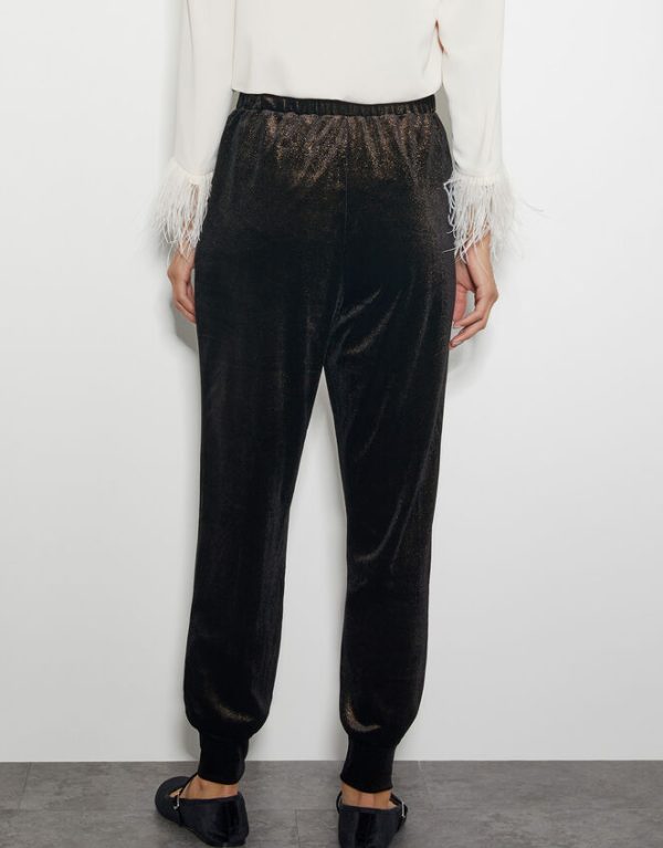 Monsoon Gigi Glitter Velvet Hareem Trousers Black - Image 3