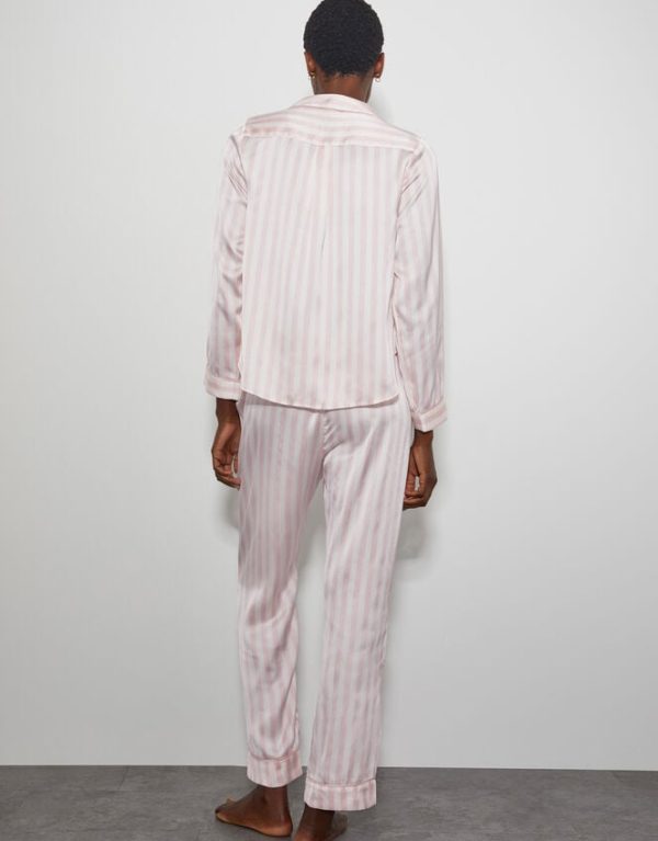 Monsoon Molly Embroidered Stripe Pyjama Set Pink - Image 3