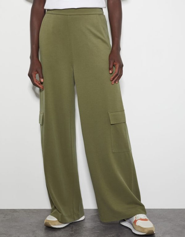 Monsoon Una Wide Leg Utility Trousers Green - Image 3