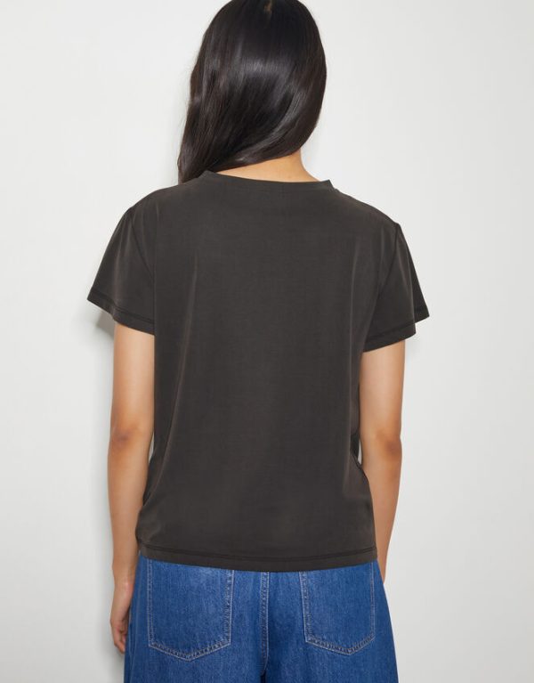 Monsoon Tawn Twist Front Jersey T-Shirt Black - Image 3