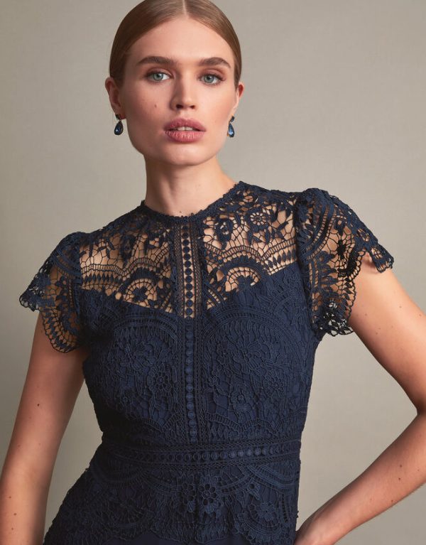 Monsoon Monica Lace Midi Dress Blue - Image 2