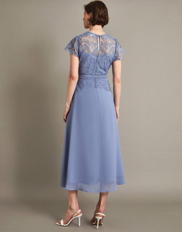 Monsoon Monica Lace Midi Dress Blue - Image 3