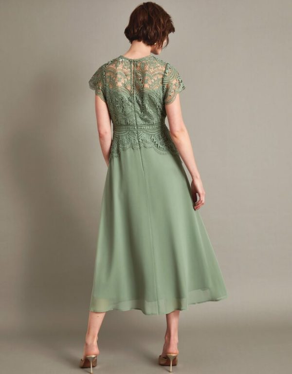 Monsoon Monica Lace Midi Dress Green - Image 3