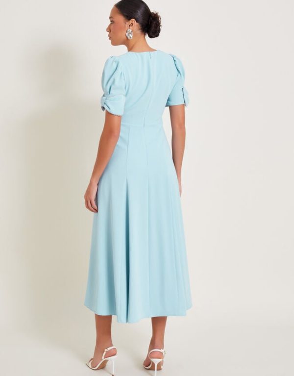 Monsoon Belle Bow Sleeve Midi Dress Blue - Image 3