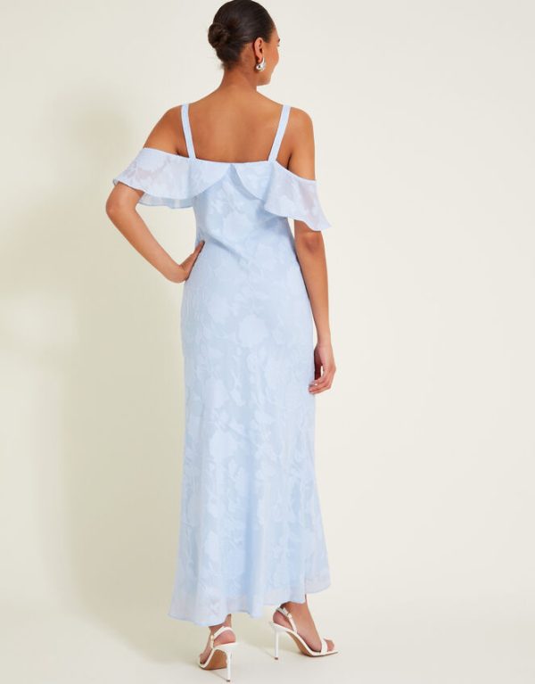 Monsoon Briella Burnout Ruffle Dress Blue - Image 3