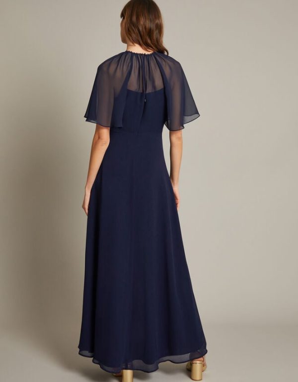 Monsoon Mona Angel Sleeve Maxi Dress Blue - Image 3