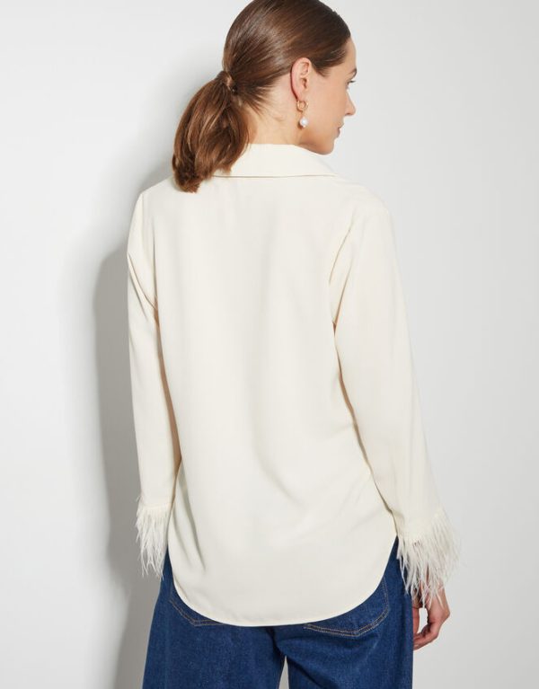 Monsoon Greta Feather Sleeve Blouse Ivory - Image 3