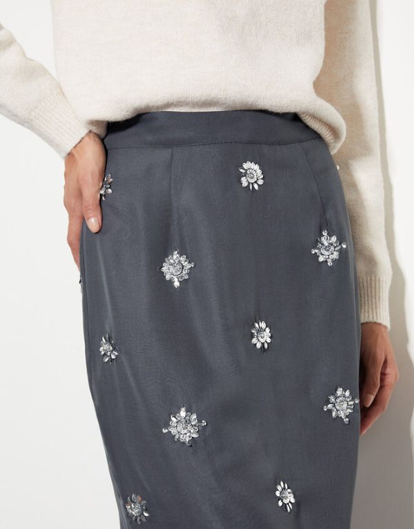 Monsoon Hana Embellished Organza Midi Skirt - Image 3