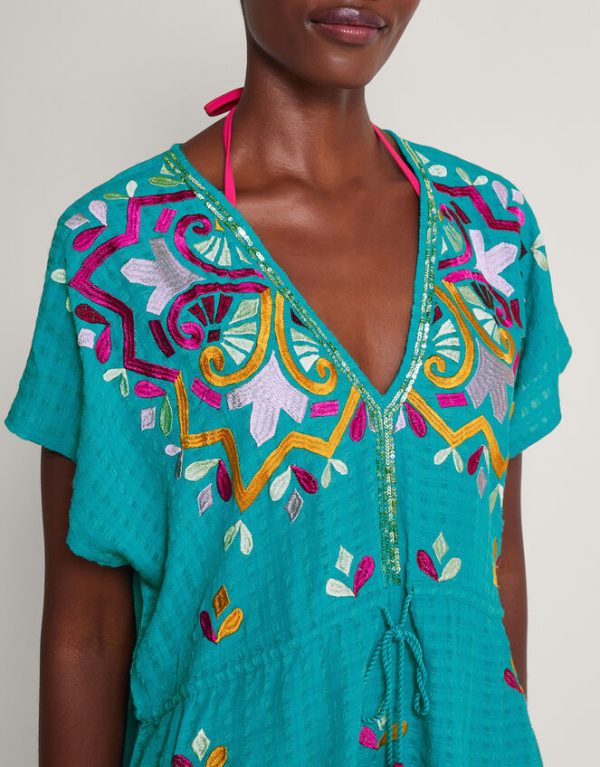 Monsoon Bonita Embellished Kaftan Blue - Image 2