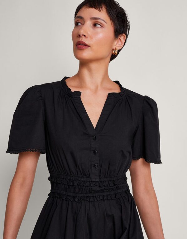 Monsoon Lorena Frill Midi Dress Black - Image 2