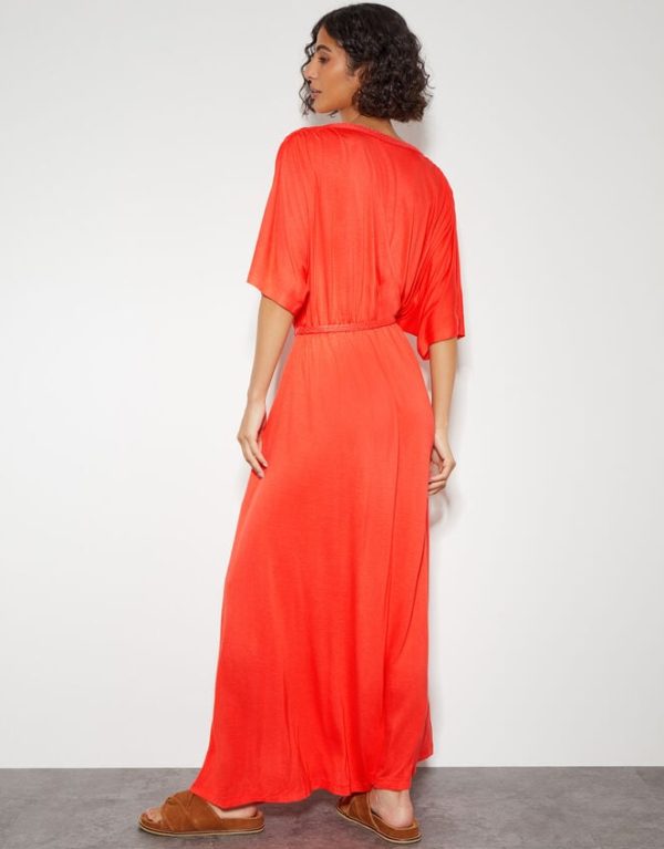 Monsoon Everly Jersey Dress Orange - Image 3