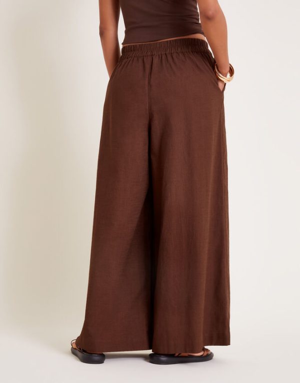 Monsoon Yara Plain Wide Leg Trousers Orange - Image 3