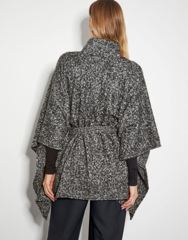 Monsoon Kiri Belted Tweed Poncho Coat - Image 3