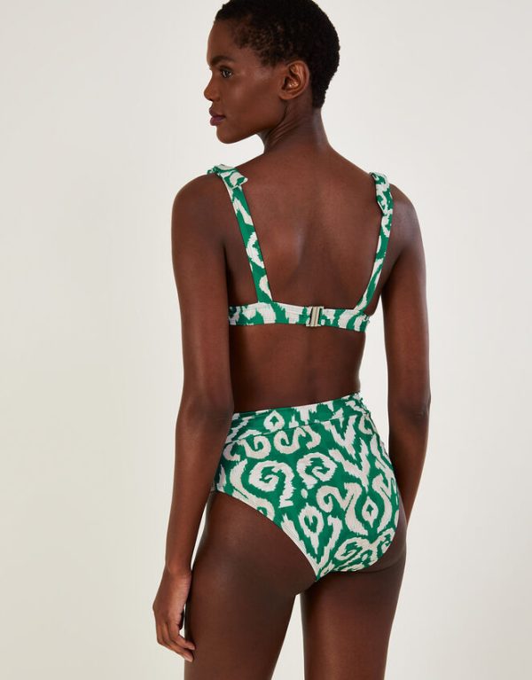 Monsoon Ikat Print Bikini Top Green - Image 3