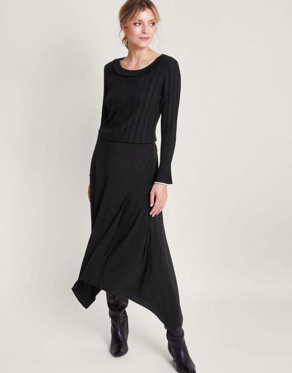 Monsoon Smart Ribbed Frill Jumper Black - Image 2