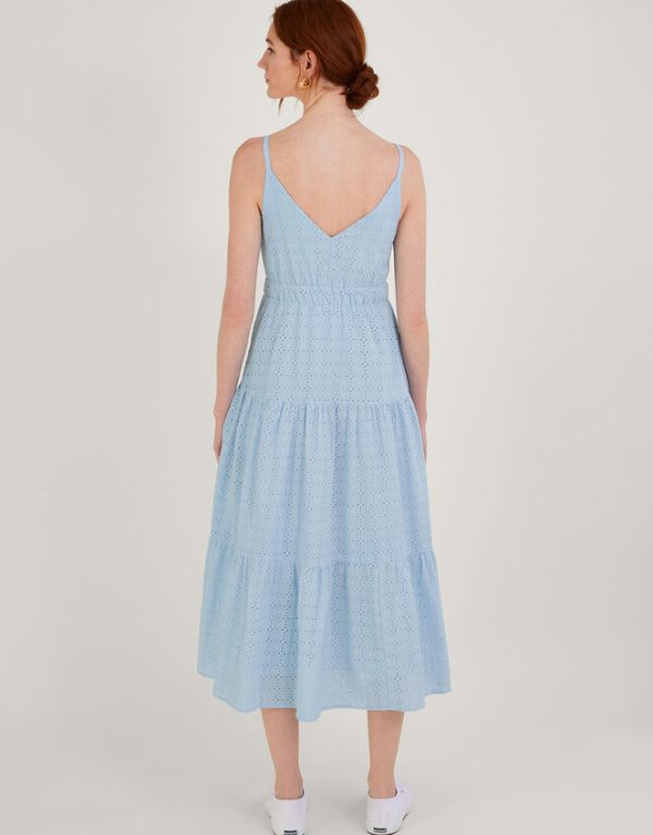 Monsoon Belle Broderie Tiered Dress Blue - Image 3