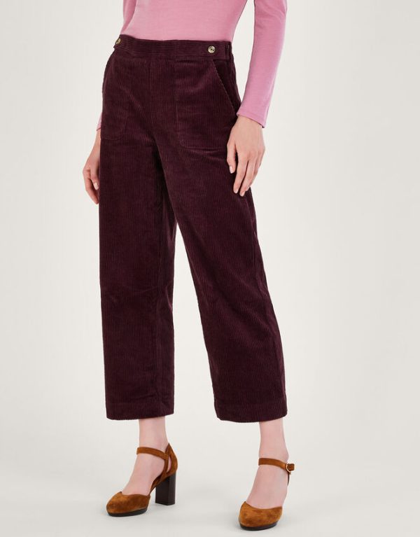 Monsoon Harper Corduroy Crop Trousers Purple - Image 2