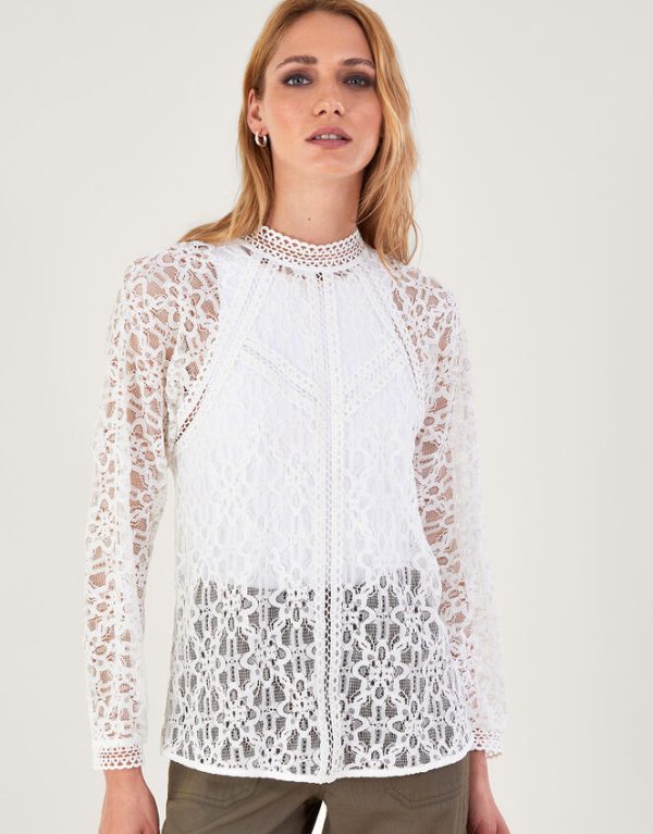 Monsoon Merritt Lace Blouse Ivory - Image 2