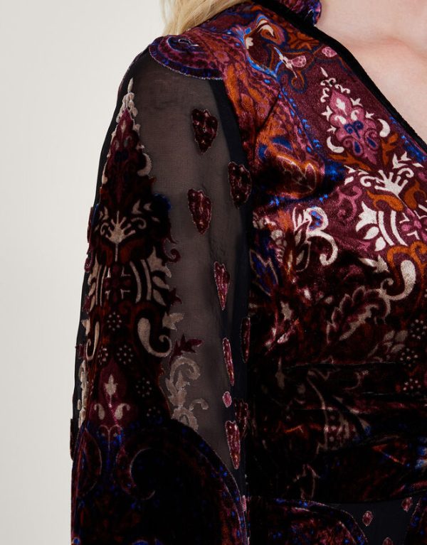 Monsoon Peri Paisley Devore Dress Black - Image 3