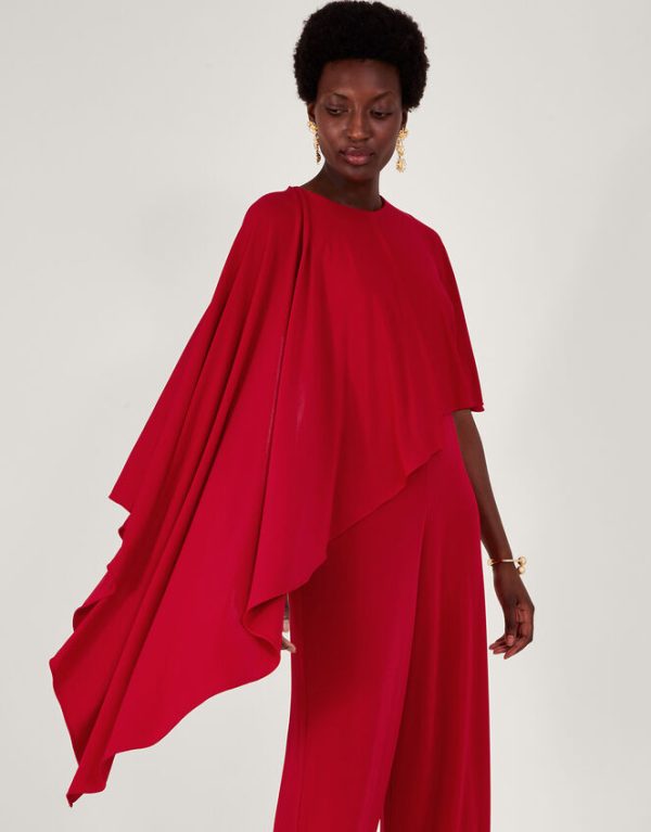 Monsoon Delia Drape Jumpsuit Red - Image 2