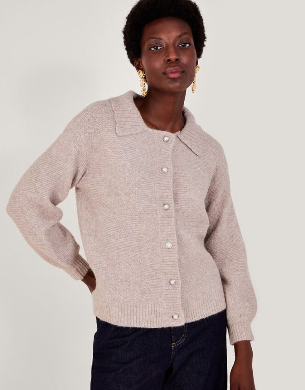 Monsoon Stitch Collar Cardigan Camel - Image 2