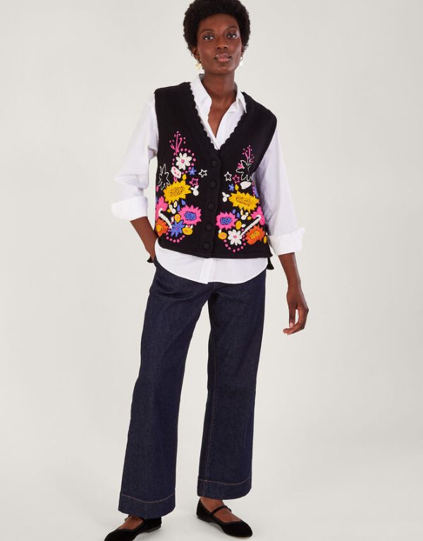 Monsoon Embellished Waistcoat Black - Image 2